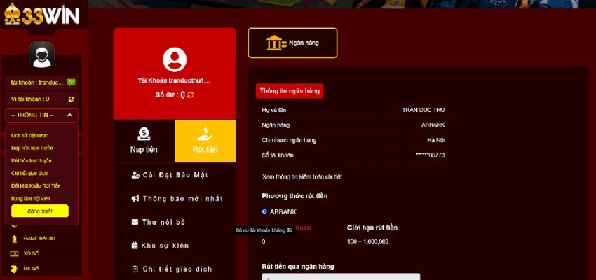 Đảm bảo thông tin được cập nhật chính xác hạn chế lỗi khi rút tiền tại 33Win2